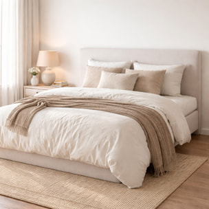 Letto Contenitore Con Testata Imbottita Struttura Resistente Camera Da Letto Matrimoniale Design Moderno Minimal 165.5 x 214 x 120.5 Cm Cashmere