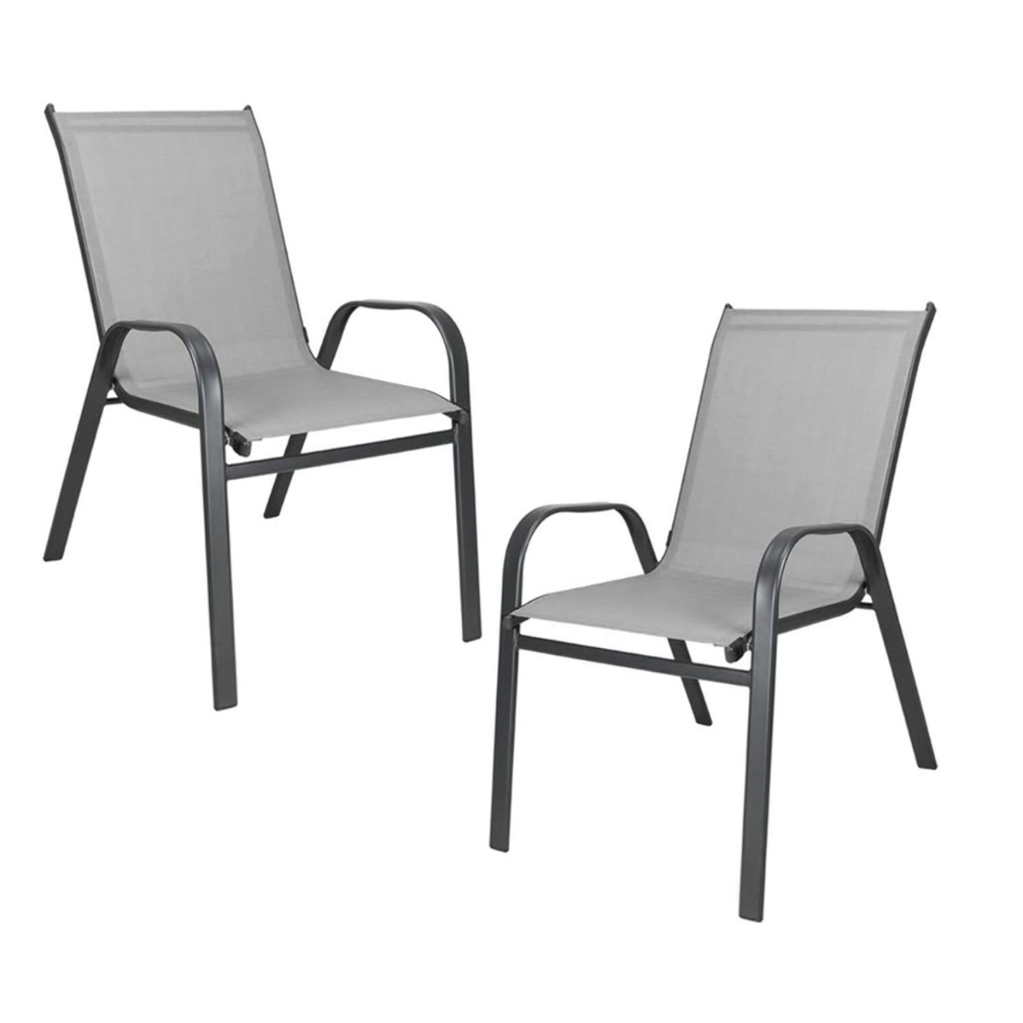 Set 2 sedie da giardino in acciaio zincato verniciato a polvere con seduta in texilene traspirante, resistenti agli agenti atmosferici, leggere e confortevoli, ideali per balcone terrazzo e outdoor, facili da pulire e durevoli