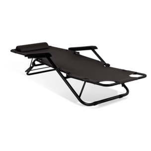 Fauteuils de jardin Relax double position noirs - lot de 2