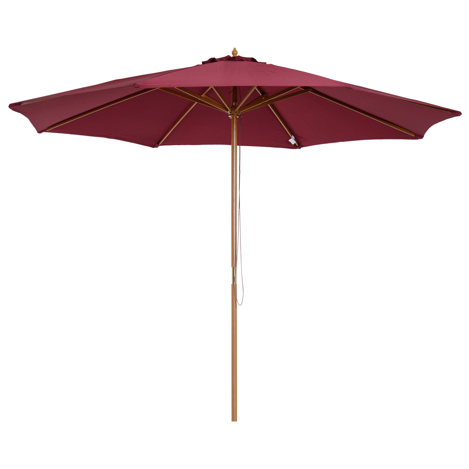 Outsunny Parasol droit en bois polyester haute densité protection solaire Ø 3 x 2,5 m rouge