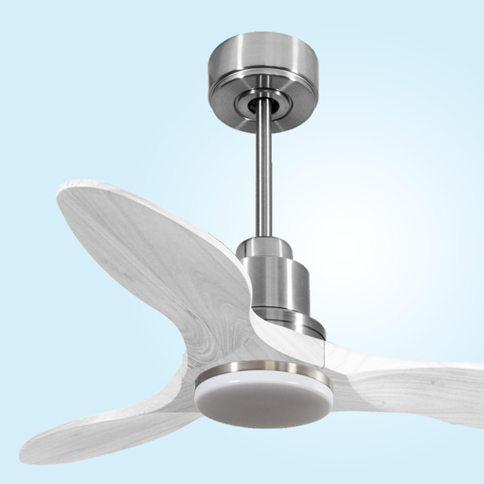 Ventilateur de plafond Réversible  Thermostat Dimmable Wifi Moteur à courant continu Toits en pente Télécommande Lumière à trois tons Hypersilence Mémoire