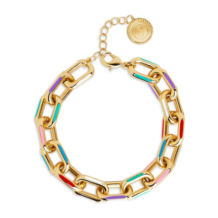 Bracciali Link Rainbow Enamel Placcato Oro