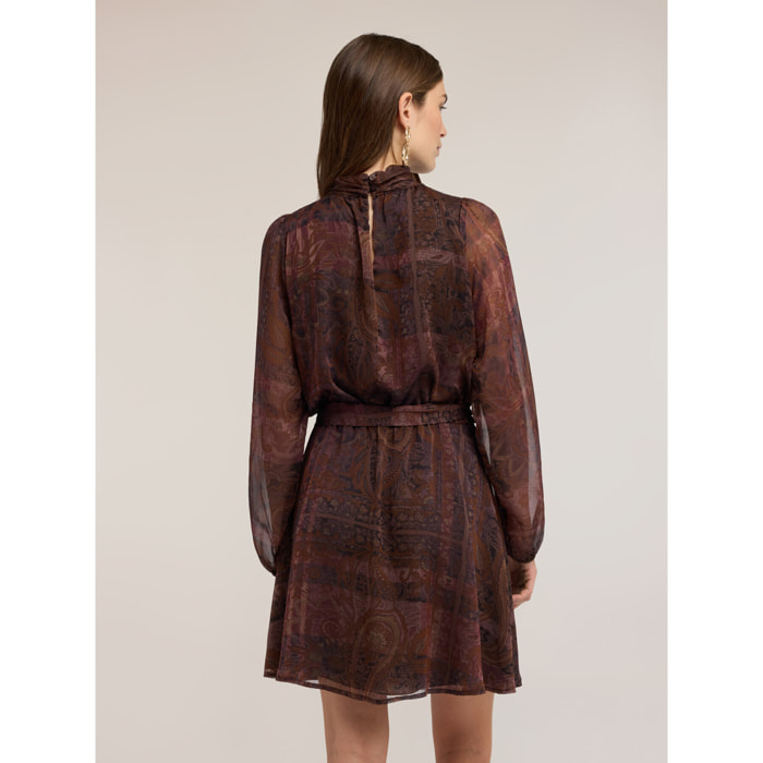 Motivi - Vestito corto in chiffon con stampa - Marrone