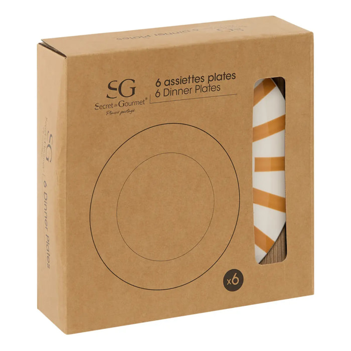 Lot de 6 assiettes plate Cheri jaune D26,8xH2,3cm