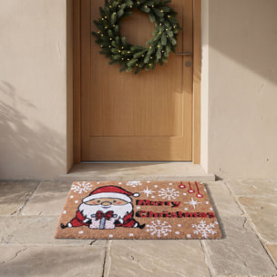 Zerbino natalizio Babbo Natale Merry Christmas in cocco e PVC - Multicolore
