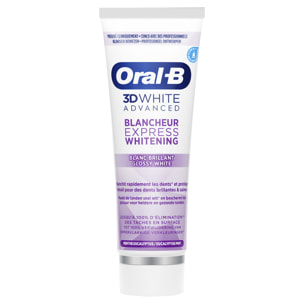 4 Dentifrices Oral-B 3D White Advanced Express Intense 75ml