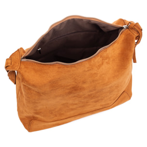 Atella borsa a tracolla grande in pelle scamosciata autentica.