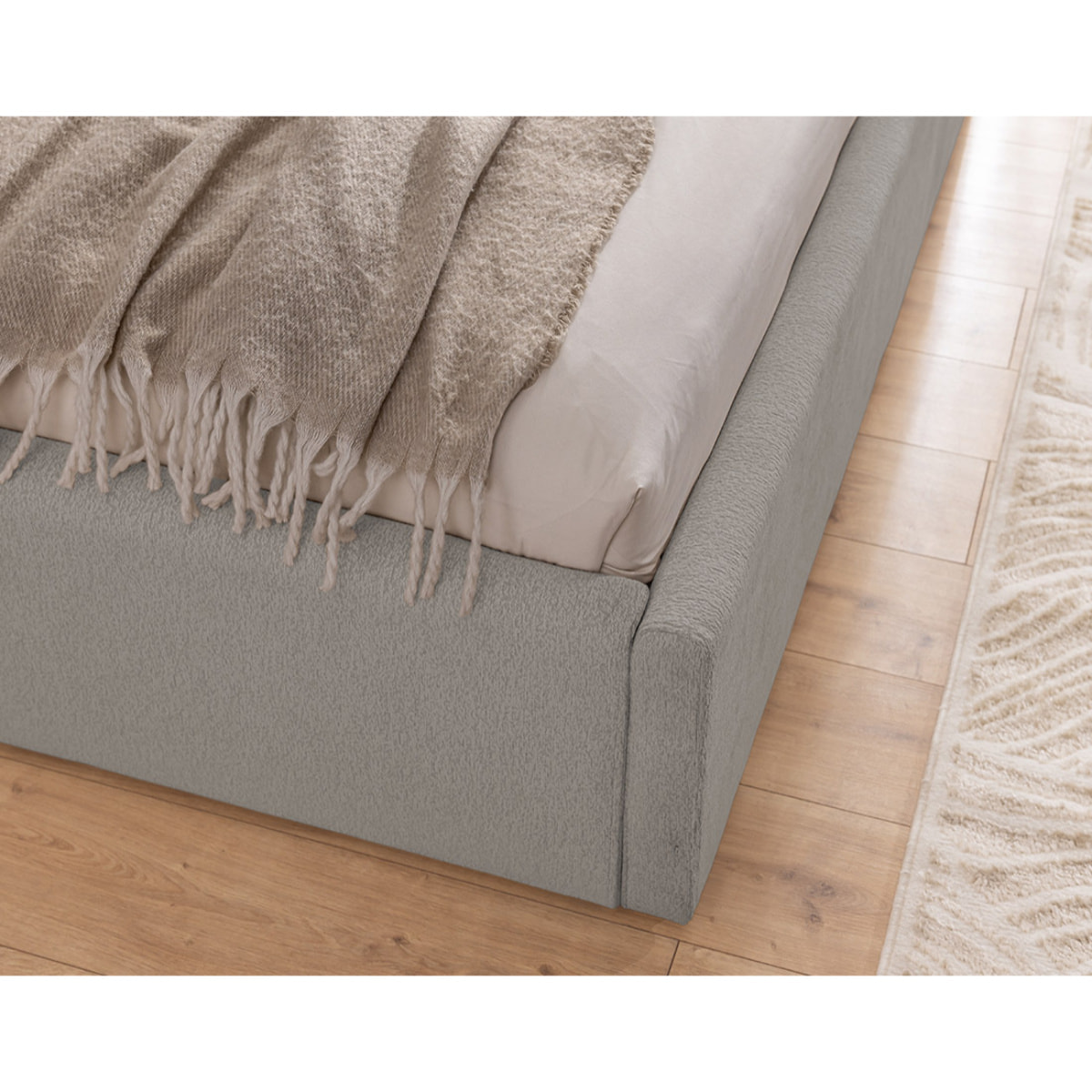 Billy - lit coffre - 180x200 cm - en tissu texturé - sommier inclus - Gris