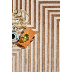 Tapis Loopin 338 beige 200x280 cm - Motif en relief - Indoor & Outdoor