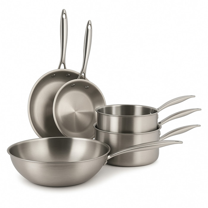 Batterie de cuisine 5 pièces en acier inoxydable - tous feux TRIPLY