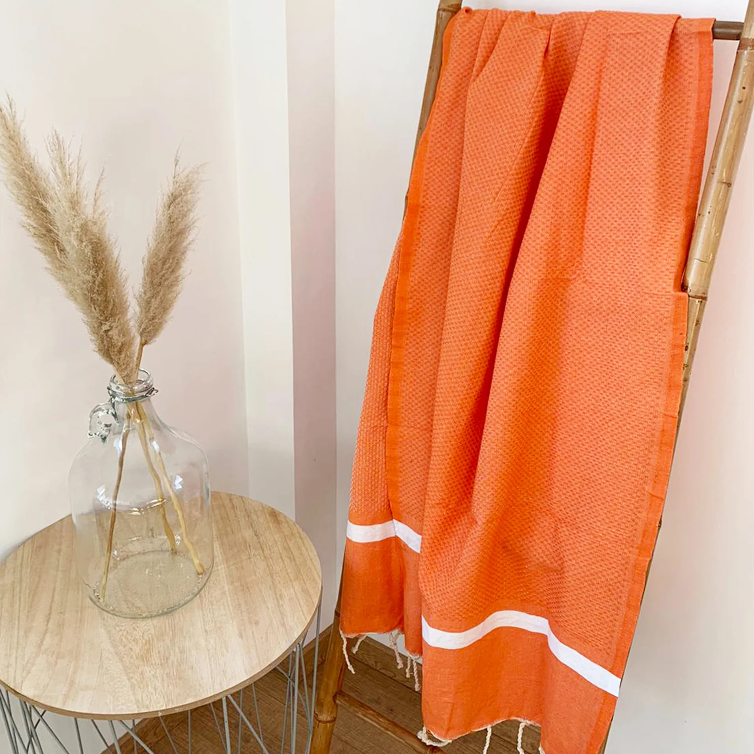 Fouta traditionnelle Melissa Orange 200x200 190g/m²