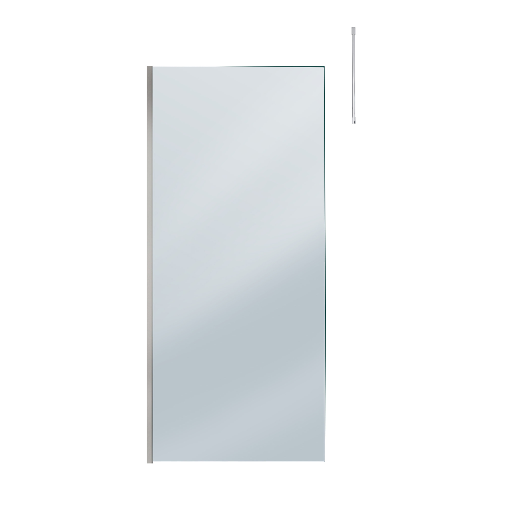 Paroi de Douche 90x200cm Verre Fumé - Profilé + Barre Plafond Finition Chrome - FREEDOM 2 SMOKED