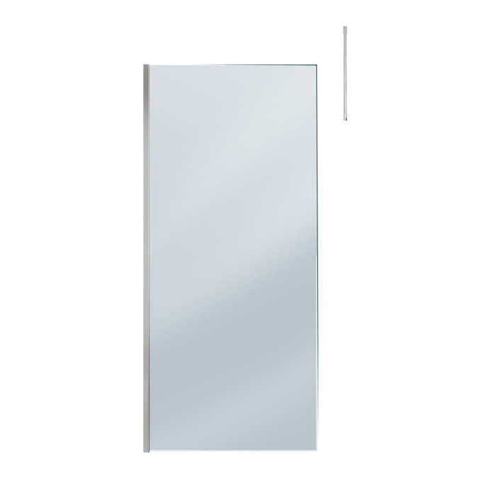 Paroi de Douche 90x200cm Verre Fumé - Profilé + Barre Plafond Finition Chrome - FREEDOM 2 SMOKED