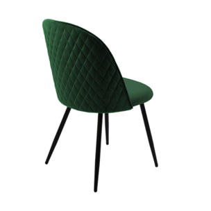 Chaise en velours dossier capitonné pieds métal Noir- SANSA