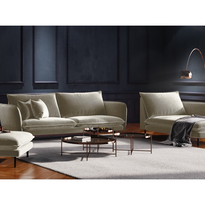 Méridienne droite "Vienna" en velours beige