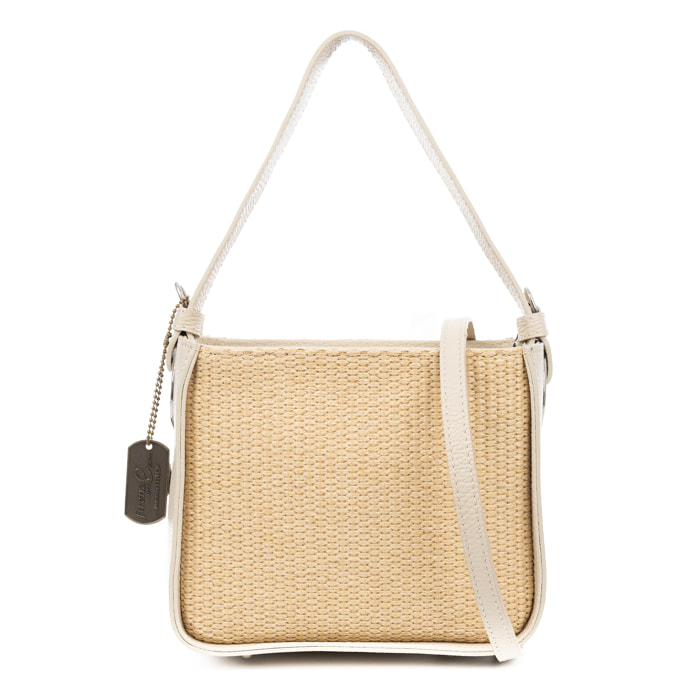 Bassano Bolso de hombro Mujer. Fabricado en paja y piel auténtica Dollaro.