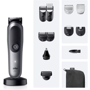Tondeuse multi usages BRAUN AIO7560, 14 hauteurs de coupe, précision 0,5 mm, autonomie 120 mn