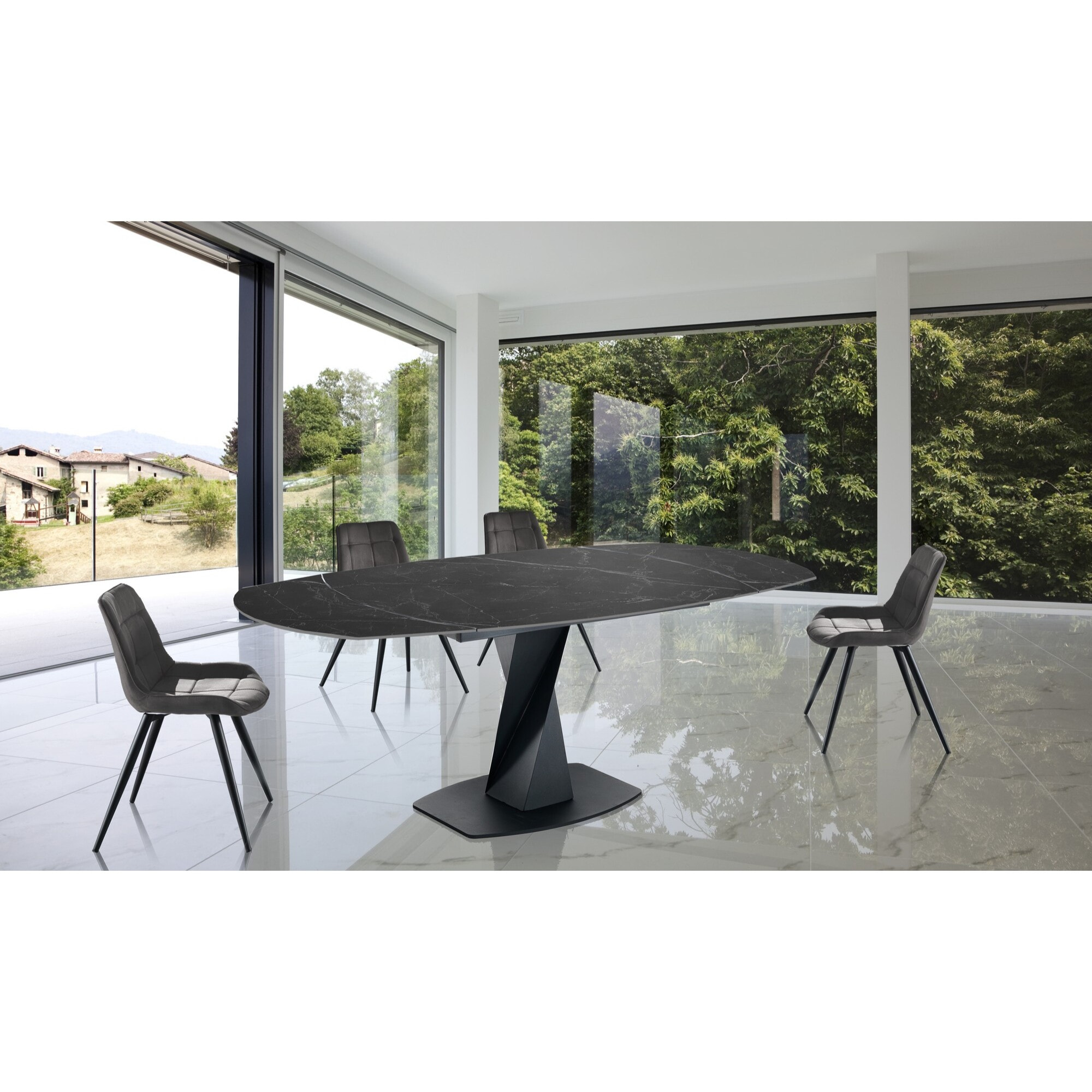 Tomasucci table extensible TWISTED BLACK MARBLE