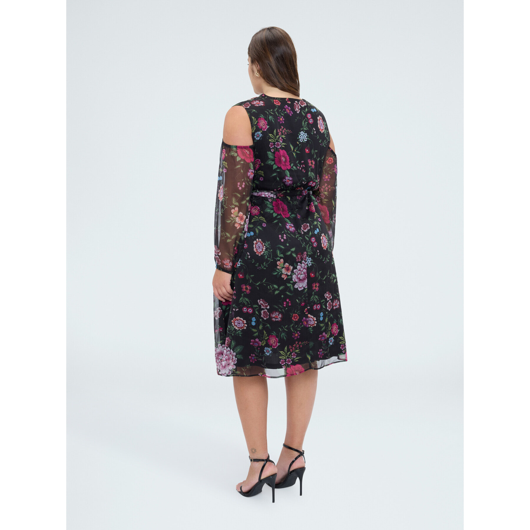 Fiorella Rubino - Vestido Dream estampado flores y cut-out - Negro