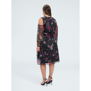 Fiorella Rubino - Vestido Dream estampado flores y cut-out - Negro