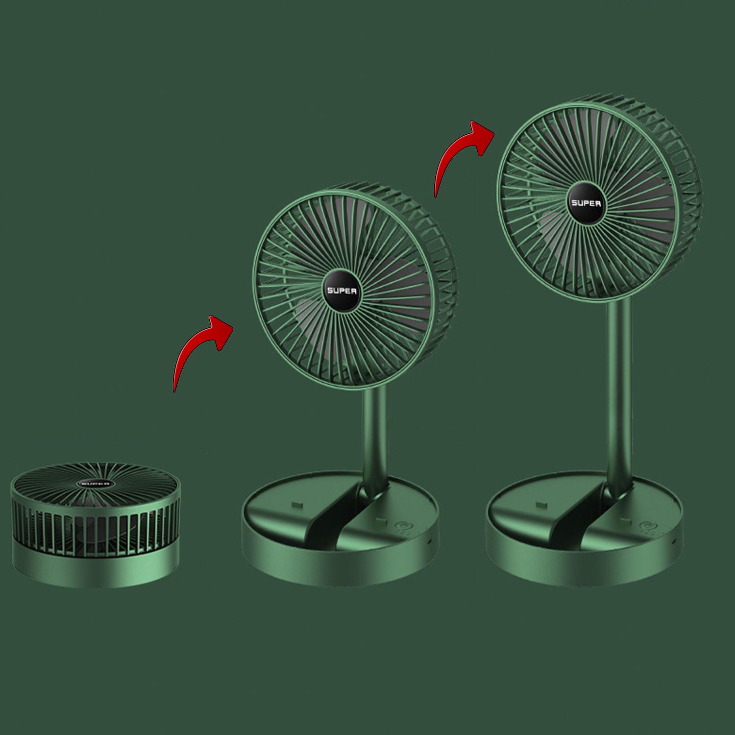 Ventilatore portatile pieghevole da 9W, con batteria ricaricabile e 3 velocità.