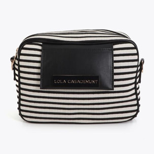 Tessuto a righe incrociate abbinato ad effetto pelle