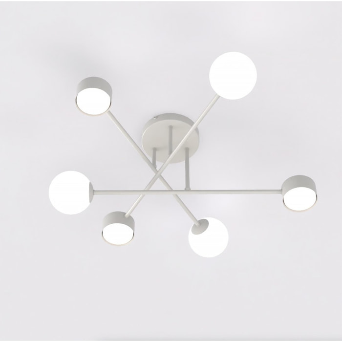Lampada a sospensione Holon in acciaio bianco opaco