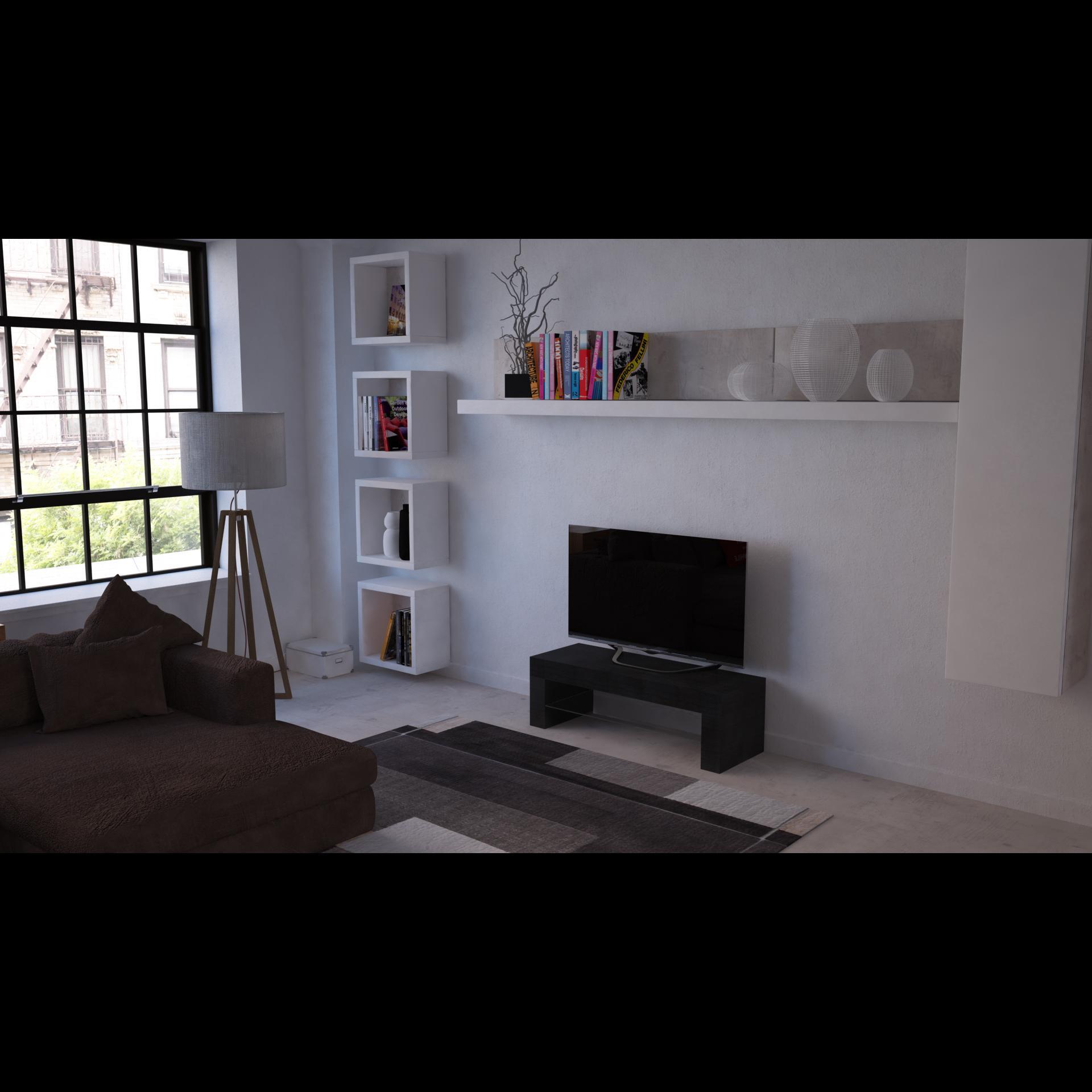 Mobile TV Salotto Soggiorno Ripiano In Vetro Base Televisione Design Arredamento Casa Moderno Ed Elegante Lujan 112 x 40 x 36 cm nero frassino