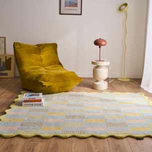 PANTONE - Tapis en laine fait main RAYON TENDRE à motif festonné