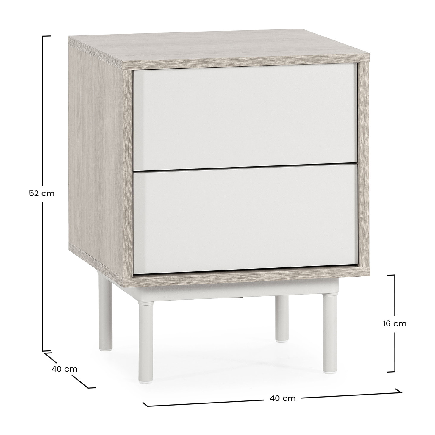 Mesita de noche Cuzco 2 cajones color Roble/Gris