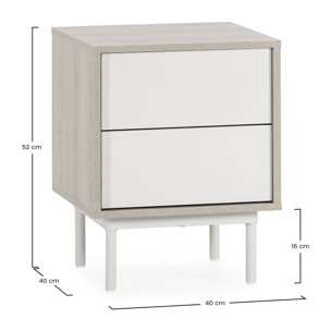Mesita de noche Cuzco 2 cajones color Roble/Gris