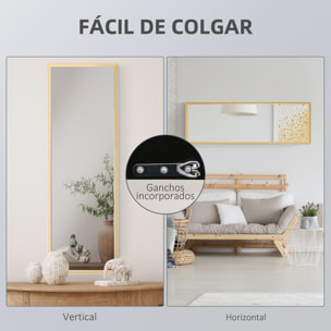 Espejo de Cuerpo Entero Moderno 163x53,5 cm Espejo de Pie Espejo de Suelo de Madera Colgar Vertical u Horizontal Decorativo para Salón Dormitorio Cocina Natural