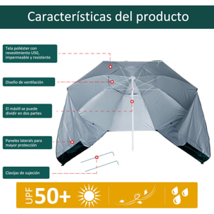 Sombrilla de Playa Portátil con Paravientos Tienda Camping Parasol Protección UV