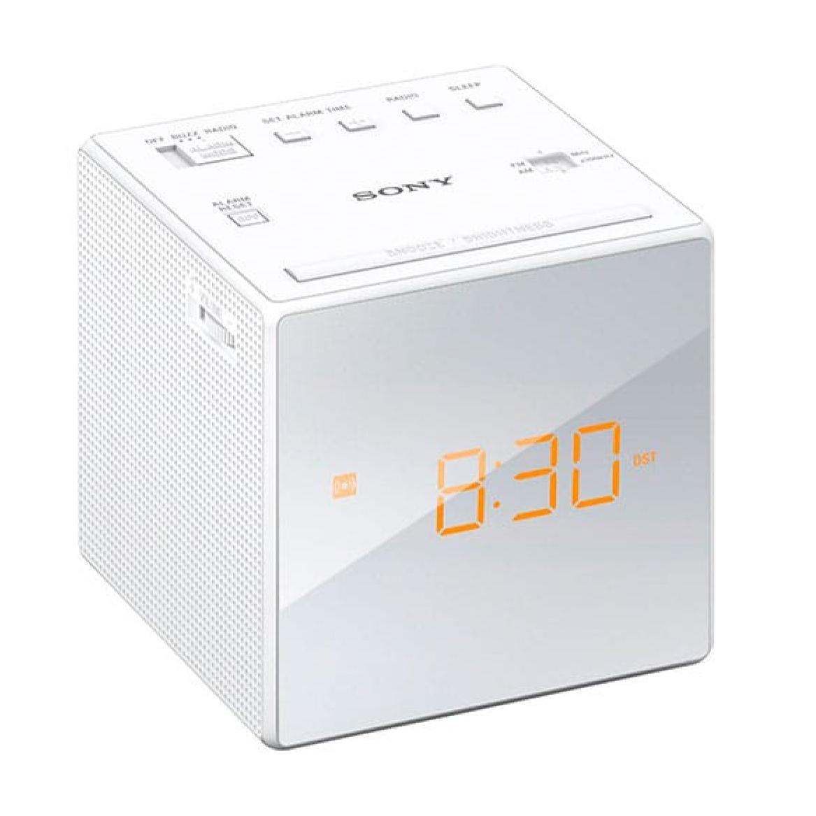 SONY ICF-C1 BLANCO RADIODESPERTADOR SINTONIZADOR AM/FM ANALÓGICO ALARMA GRADUAL 100mW DE POTENCIA