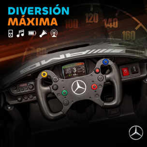 Coche Eléctrico para Niños, Mercedes-AMG GT3 Evo, Coche de Batería 12V, con Mando a Distancia 2,4 G, Motor Doble, Ruedas Auxiliares, Asa de Arrastre, Música Inalámbrica, Faros, Negro