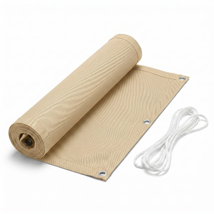 Telo copri balcone frangivento impermeabile 0,9x5 m in HDPE, schermatura privacy oltre 90%, protezione UV 95%, con occhielli e corda, resistente a vento e pioggia, ideale per ringhiera terrazza giardino, facile da installare e durevole