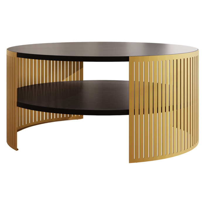 Cruz - table basse - noir et doré - 75 cm - Noir / Doré
