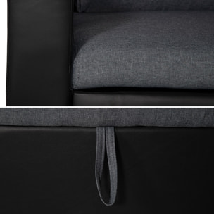 Canapé d'angle convertible CLARK 3 places gris chiné et noir