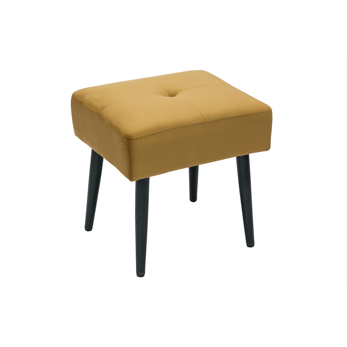 Tabouret bas en tissu effet velours texturé bronze et métal noir H46 cm GUESTA