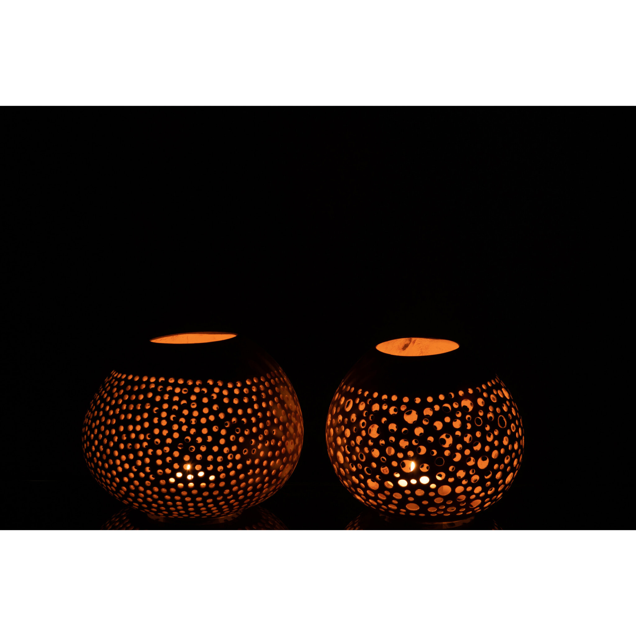 J-Line photophore Noix De Coco - rotin - naturel - 2 pièces