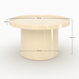 Table basse laquée blanche en MDF, D70 cm - Nora