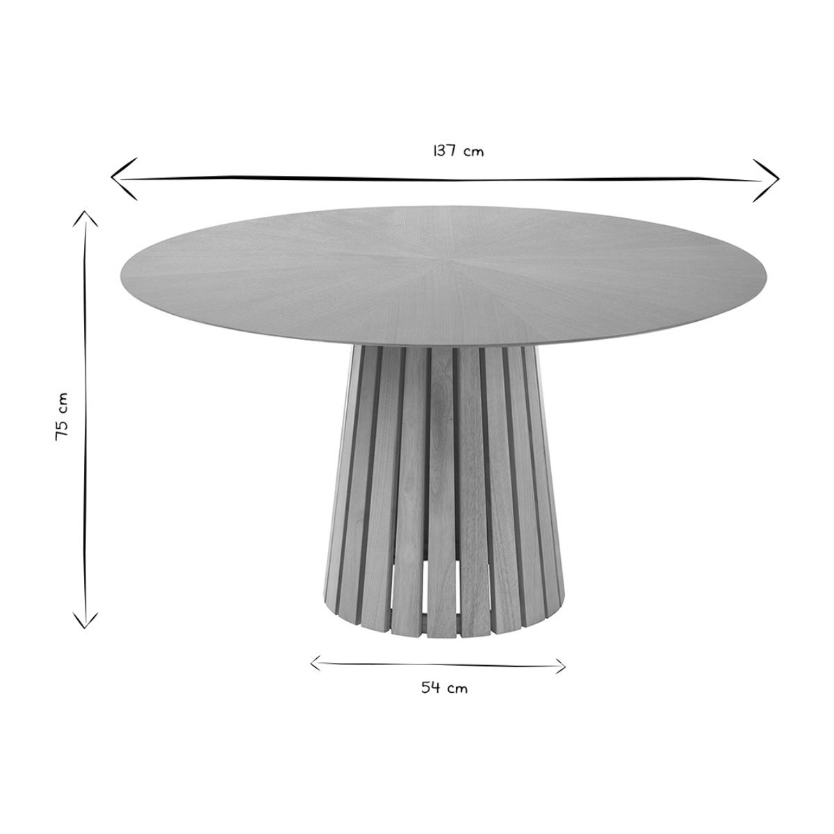 Table à manger ronde en bois clair chêne D137 cm DITA