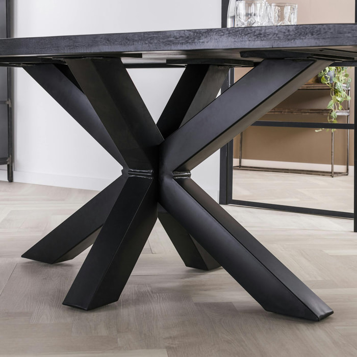 Table pied central bois de manguier noir 200 cm LUCKNOW