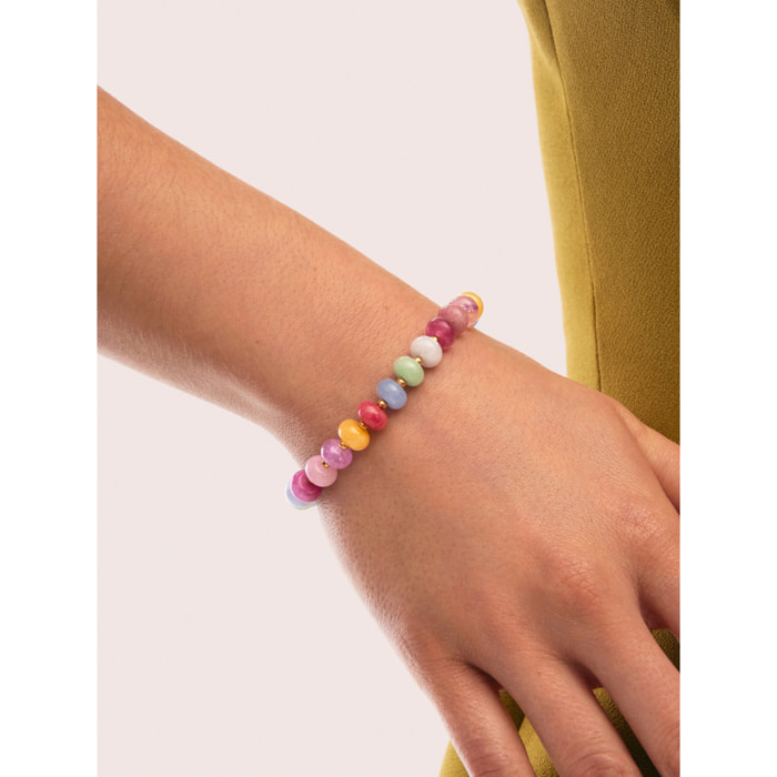 Pulsera Color Stones Acero Baño Oro