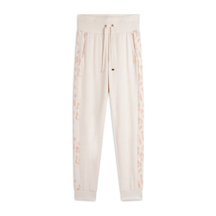 Pantalone in felpa viscosa tricot con bande animalier