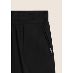 Pantaloni Cropped Fit a Carota in Popeline elasticizzato