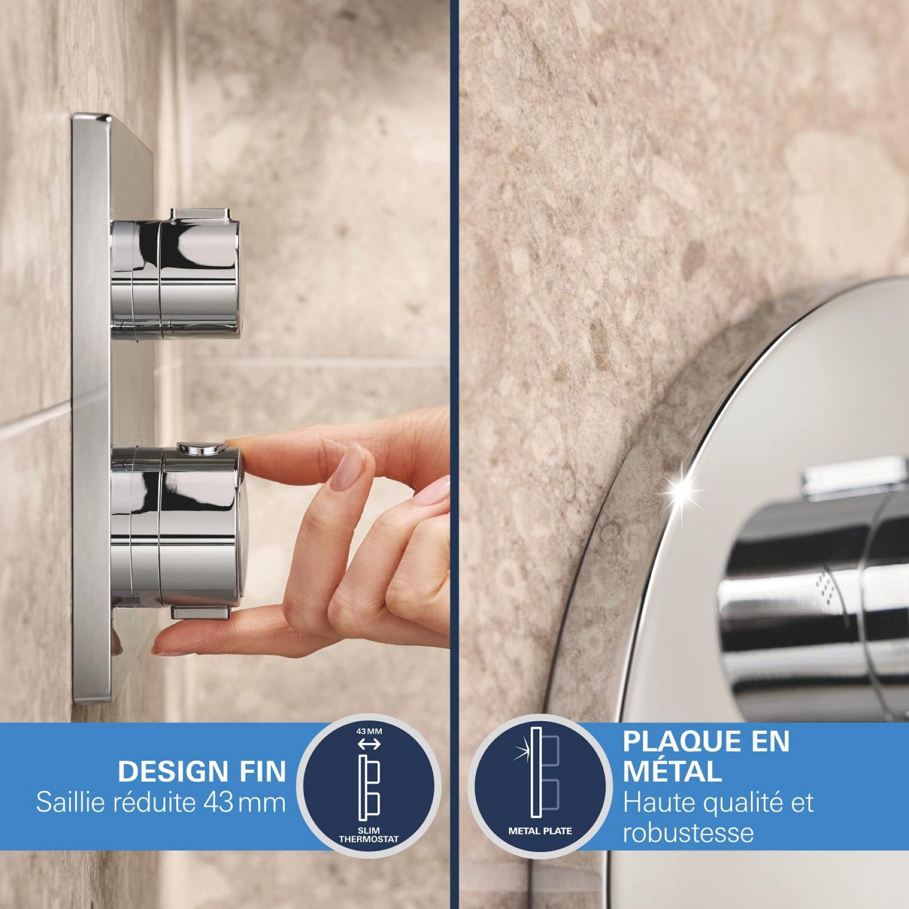 Pack douche encastrée Precision + Vitalio Rain Mono 310 chromé