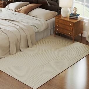 Alfombra Salón 230x160 cm Alfombra Pelo Corto Estilo Moderno Base Antideslizante Tejida a Máquina Tapete para Sala de Estar Dormitorio Comedor Crema