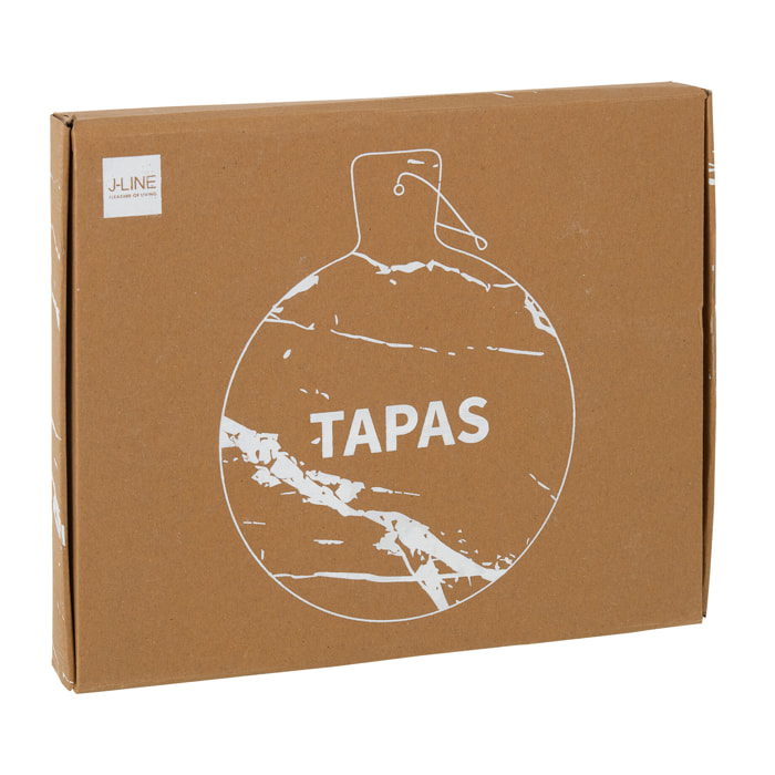 J-Line planche à découper Tapas Rond - pierre - noir/or