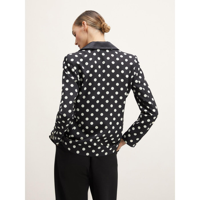 Motivi - Blazer con botonadura simple estampado de lunares - Negro